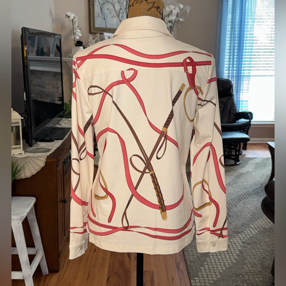 J. McLaughlin NEW Rope Equestrian Catalina Cloth long Sleeve Betty knit Shirt, M - Picture 4 of 9